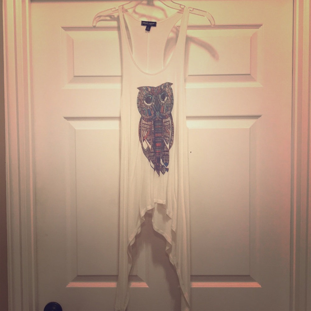 Long, loose tank top with owl